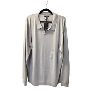 Alfani Men's XL Merino Wool Blend Light Gray Sweater Polo